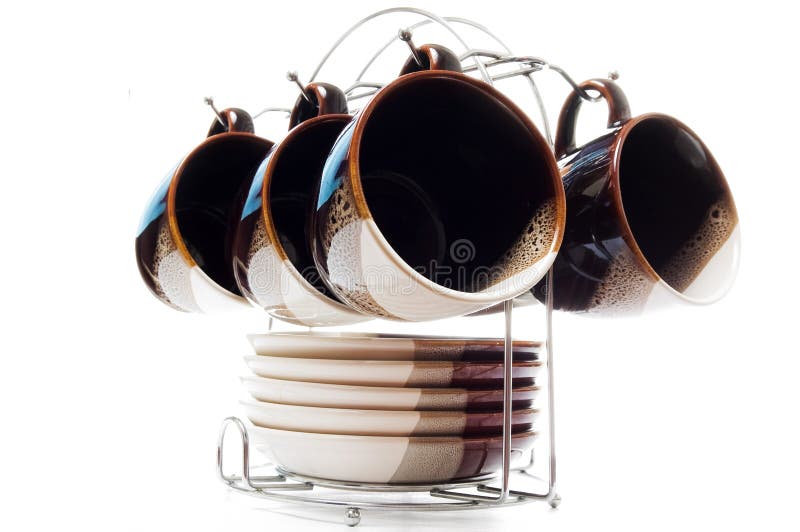 Set of six teacups and dishes