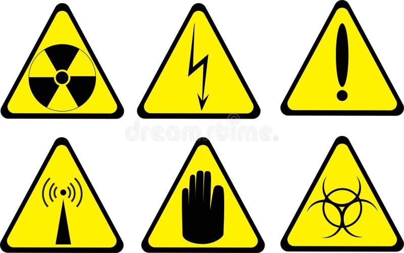Set of Six Warning Icons Isolated on White Stock Vector - Illustration ...