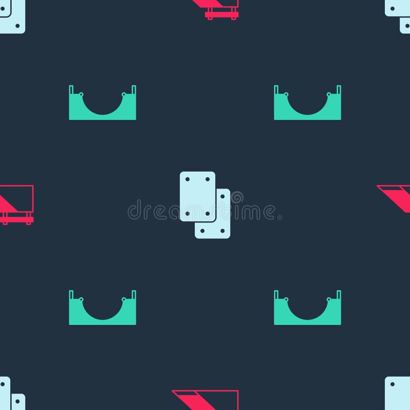 Set Skate Park, Knee Pads and on Seamless Pattern. Vector Stock Vector