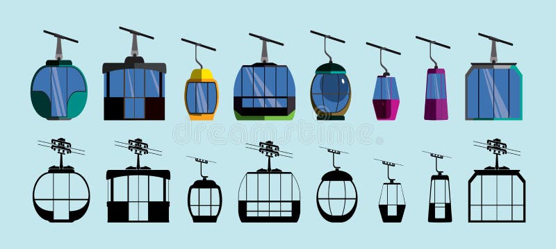 Set of Ski Cable Car Cartoon Icon Design Template with Various Models. Vector Illustration Isolated on Blue Background Stock Vector - Illustration of blue, concept: 200687055 Set of Ski Cable Car Cartoon Icon Design Template with Various Models. Vector Illustration Isolated on Blue Background Stock Vector - Illustration of blue, concept: 200687055