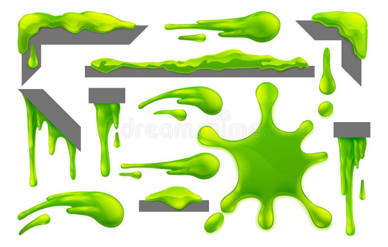 Slime Green Goo Messy Blobs Splats Drips and Drops vector illustration Slime Green Goo Messy Blobs Splats Drips and Drops vector illustration
