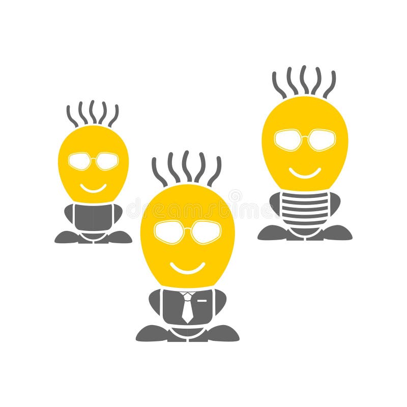 Set of 3 Smart Bulb Mascots royalty free illustration