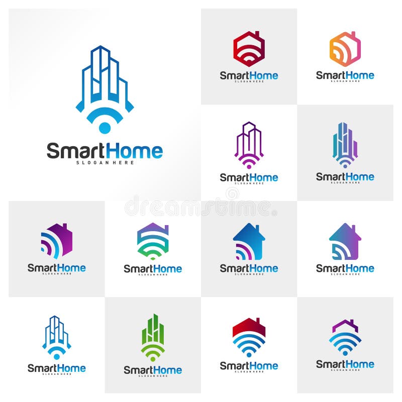 Set Of Smart City Tech Logo Vector. City Net Logo Concept Vector. Wifi