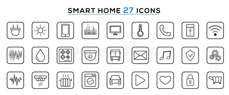 Set of smart home line icons. Internet of things. Modern smart house automation system technology. royalty free illustration