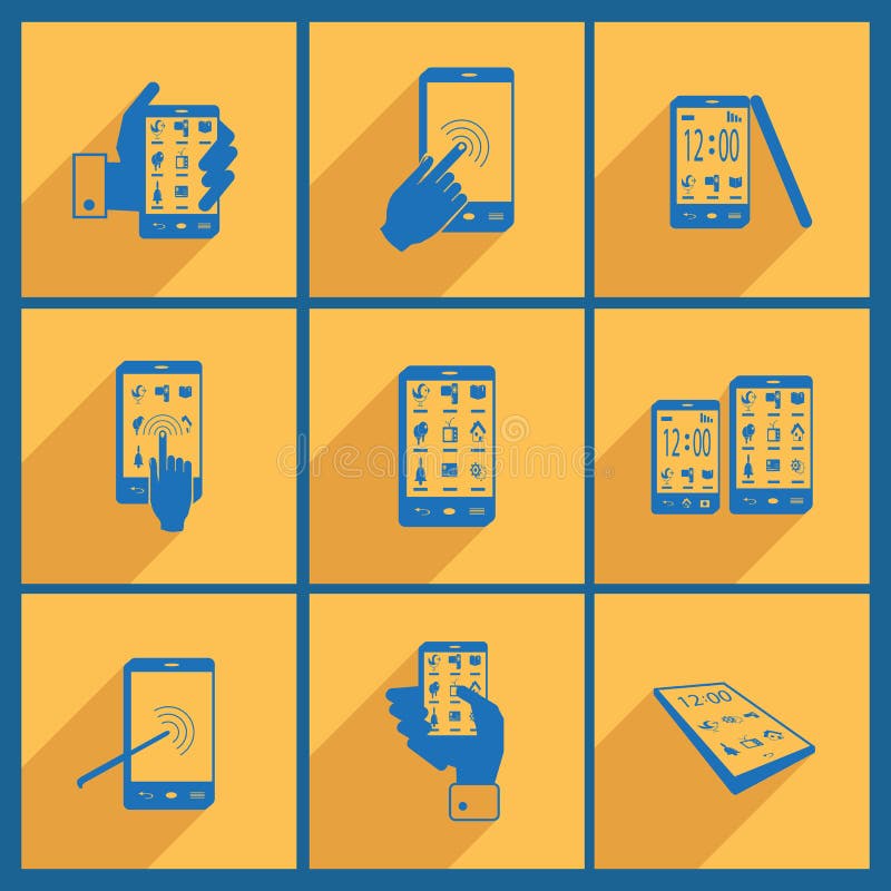 Set with smartphone icons. stock illustration Set with smartphone icons. stock illustration