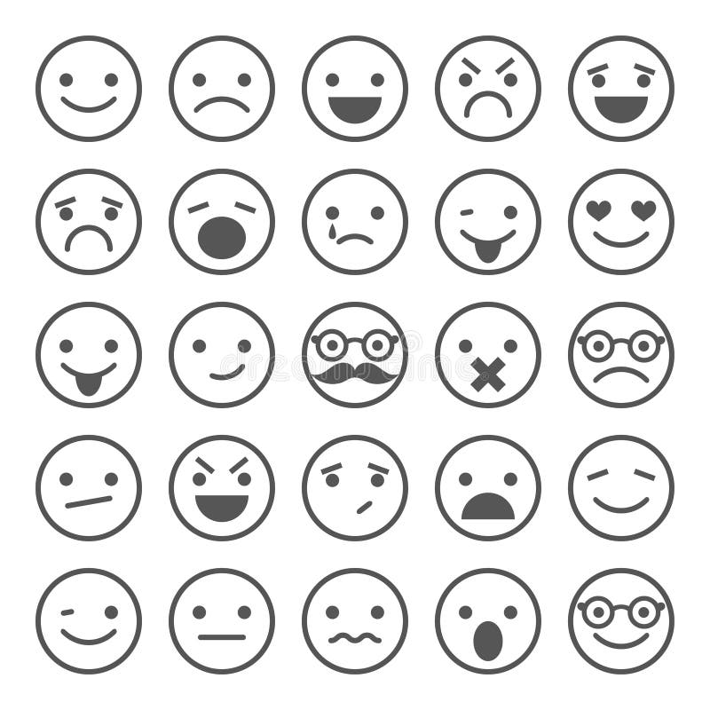 Set smiley ikony: różne emocje ilustracji Set smiley ikony: różne emocje ilustracji