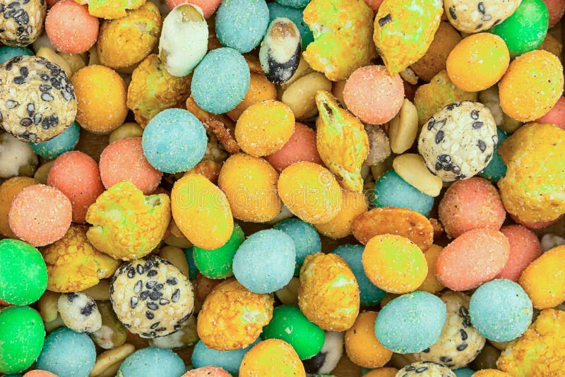 Set snack beer appetizer base design many nuts multicolored glaze azure green yellow royalty free stock photography