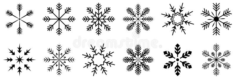 Set of snowflake icons royalty free illustration