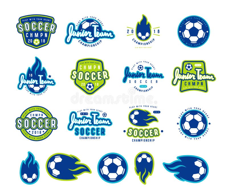 Set of soccer emblems and icons vector illustration Set of soccer emblems and icons vector illustration