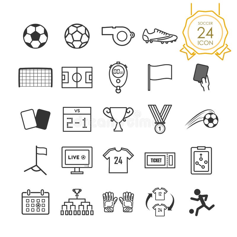Set of Soccer or Football Icon on White Background, Vector Stock Vector