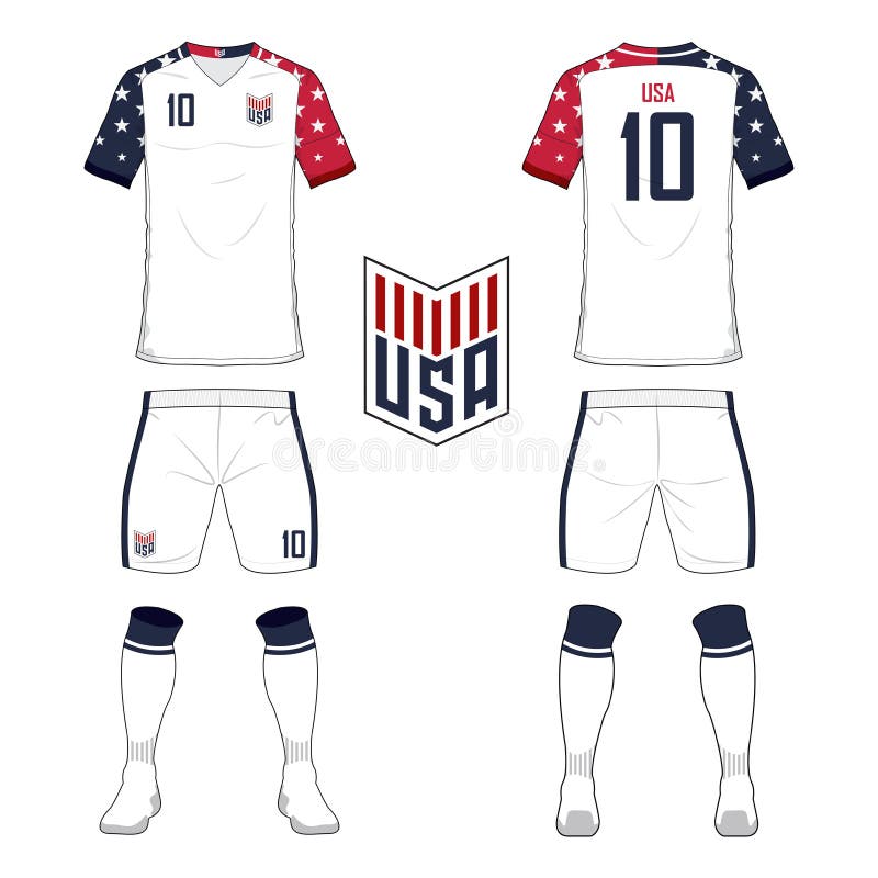 Set of Soccer Jersey or Football Kit Template for United States of