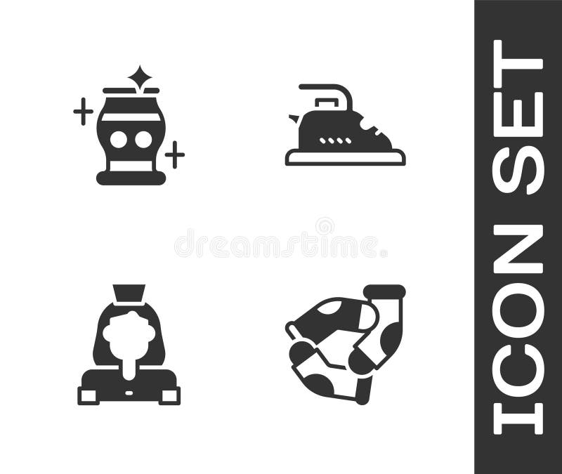 Set Socks, Clean Vase, Cleaning Lady Service and Electric Iron Icon