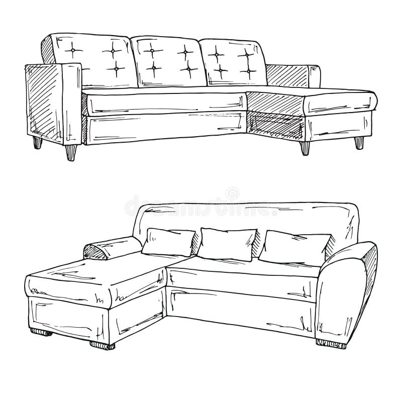 Set of Sofas Isolated on White Background.Vector Illustration Stock