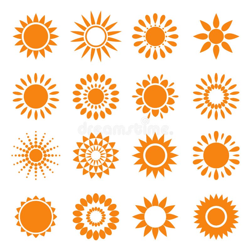 Set Sonnesymbole lizenzfreie abbildung Set Sonnesymbole lizenzfreie abbildung