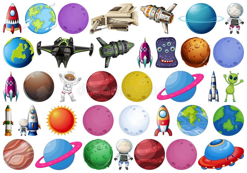 Space objects collection stock vector. Illustration of earth - 18525798