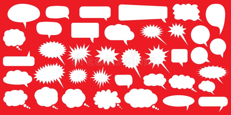 Set of speech bubbles. Blank empty white speech bubbles. Cartoon balloon word design.