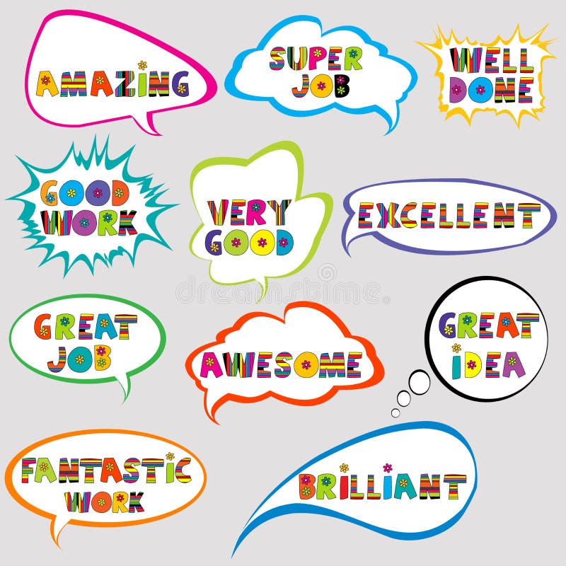 Set of speech bubbles with positive slogans