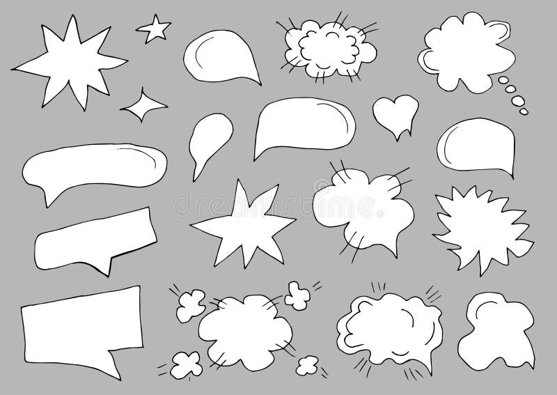 A set of speech bubbles. Set of blank template in pop art style on gray background. Vector illustration royalty free illustration A set of speech bubbles. Set of blank template in pop art style on gray background. Vector illustration royalty free illustration