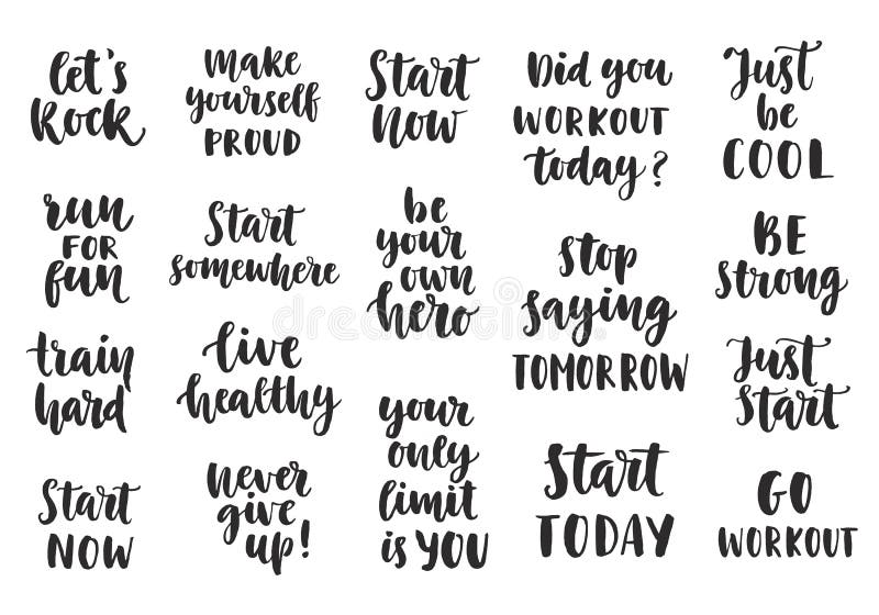 Set Of Sport Inspirational Quotes On White Background Stock Vector Illustration Of Concept Active 93990500