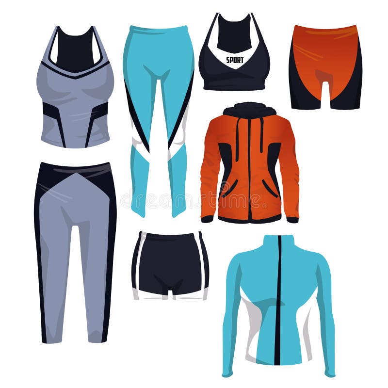 Set of Sport Wear Collection Stock Vector - Illustration of boutique ...