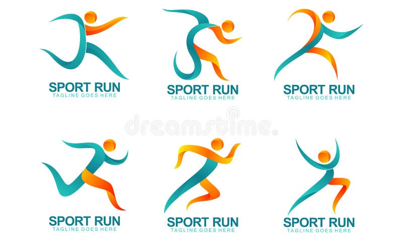 Set of Sports Logos, Running Logo with Abstract Shapes Stock ...