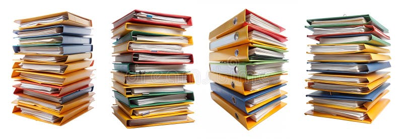 Set of stack folders with documents on a white background royalty free stock photography