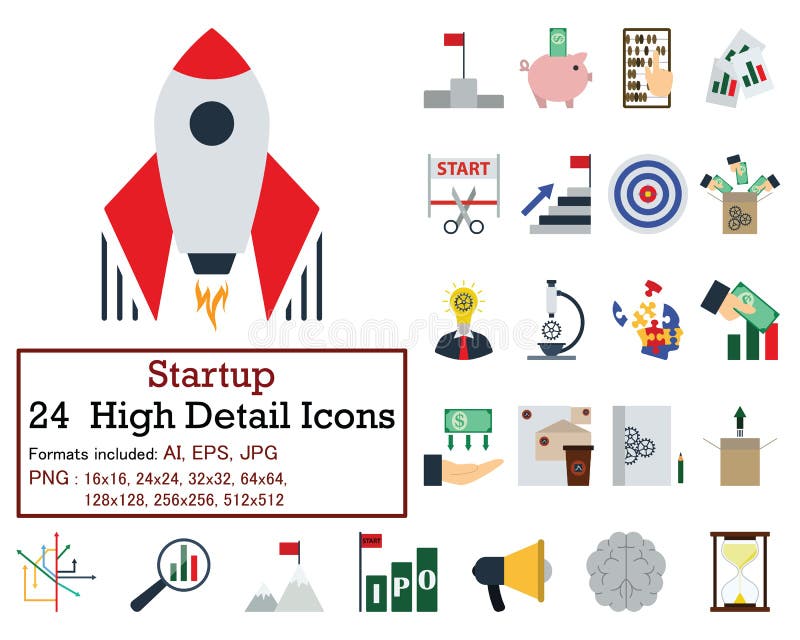 Set of 24 Startup Icons stock vector. Illustration of concept - 146071836