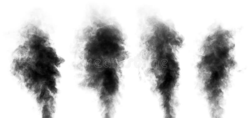 Set di black vapore, cercando, come il fumo isolato su sfondo bianco.