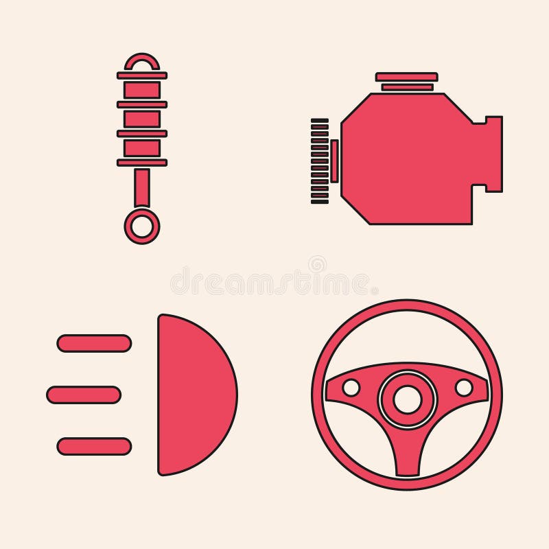 Set Steering Wheel, Shock Absorber, Check Engine and High Beam Icon