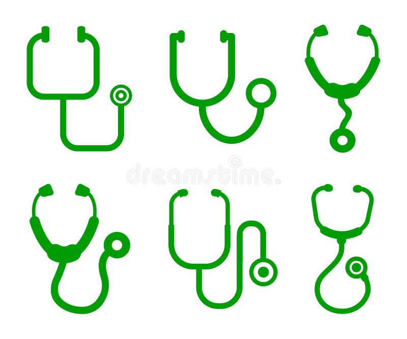 Set Stethoscopes Icons Vector Stock Illustration Illustration of