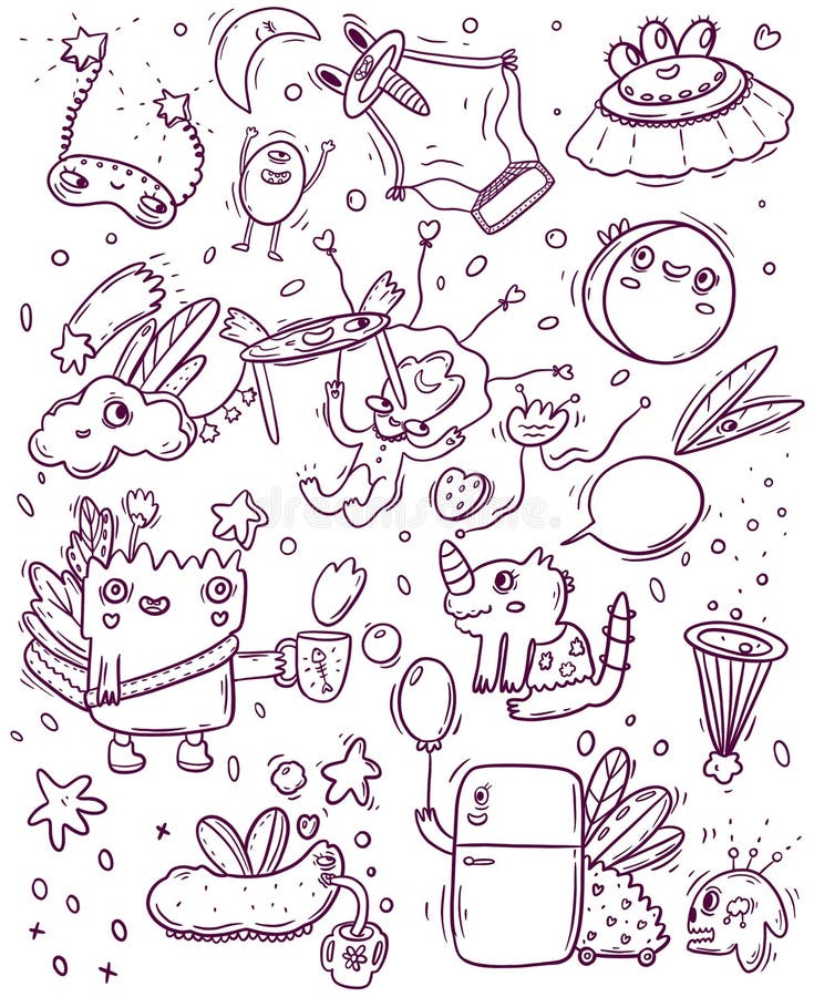 A Set of Stickers for Coloring Different Characters Stock Illustration