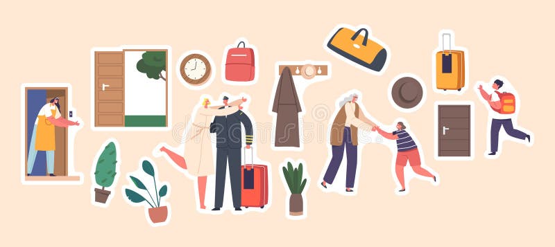 Travel bags stickers and patches collection Vector Image