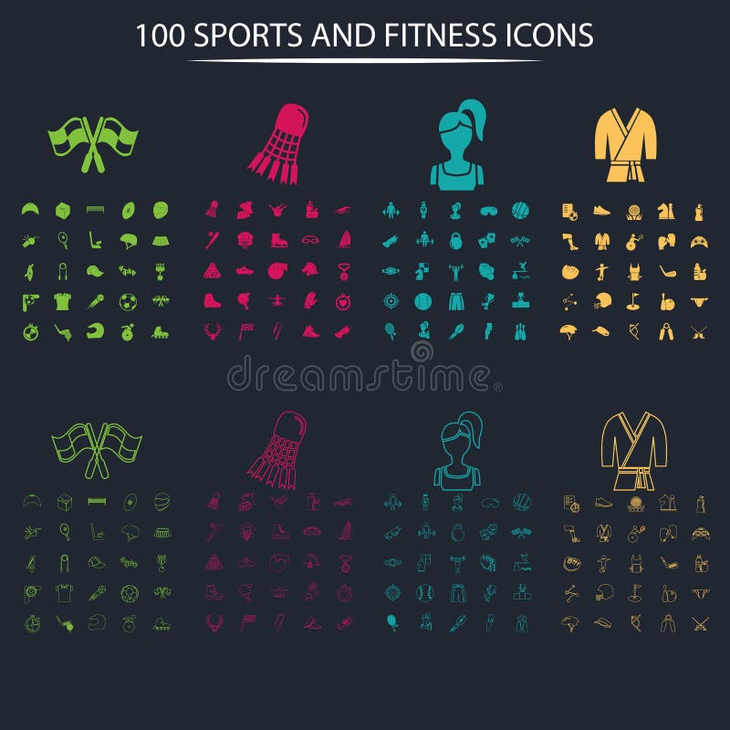 Set sto folował sport ikony na tle i cienieje ilustracji Set sto folował sport ikony na tle i cienieje ilustracji