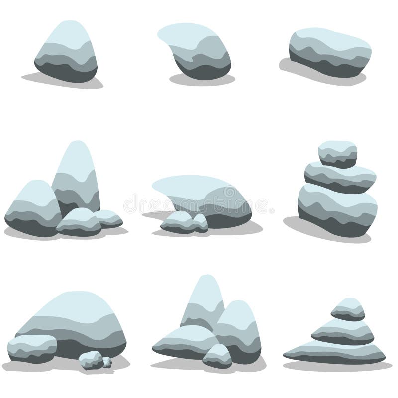 Set Stone Cartoon of Vector Stock Vector Illustration of form, grass