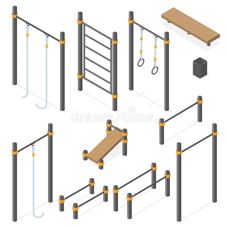 Set of street workout area elements.