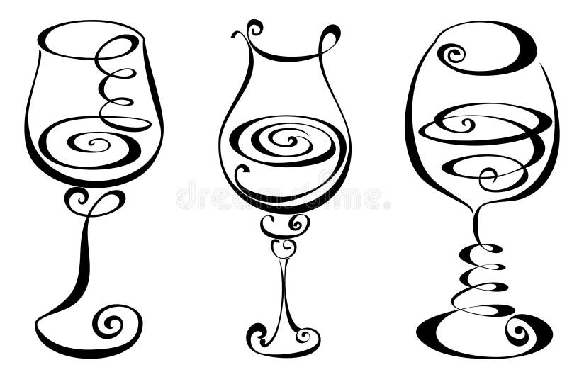 Set stylized wine glass