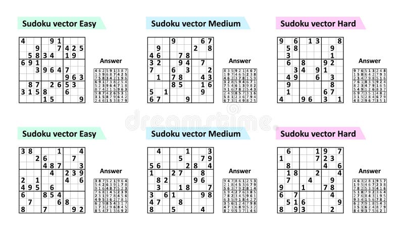 Sudoku Game with Answers. Simple Vector Design Set Stock Vector -  Illustration of vector, trainer: 204788413