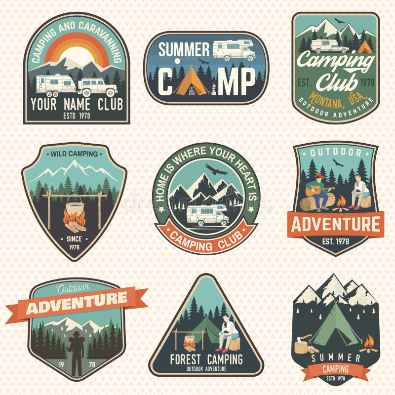 Set of Summer Camp Badges. Vector. Concept for Shirt or Logo, Print ...