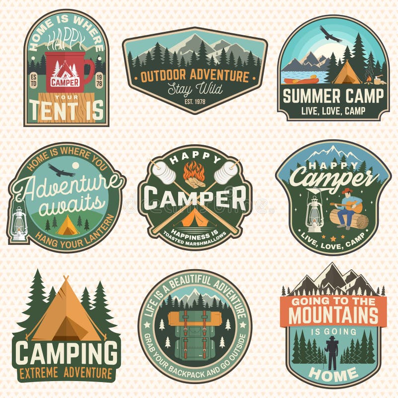 Vintage Camping RV Logo, Abenteuer Emblem Illustration Design