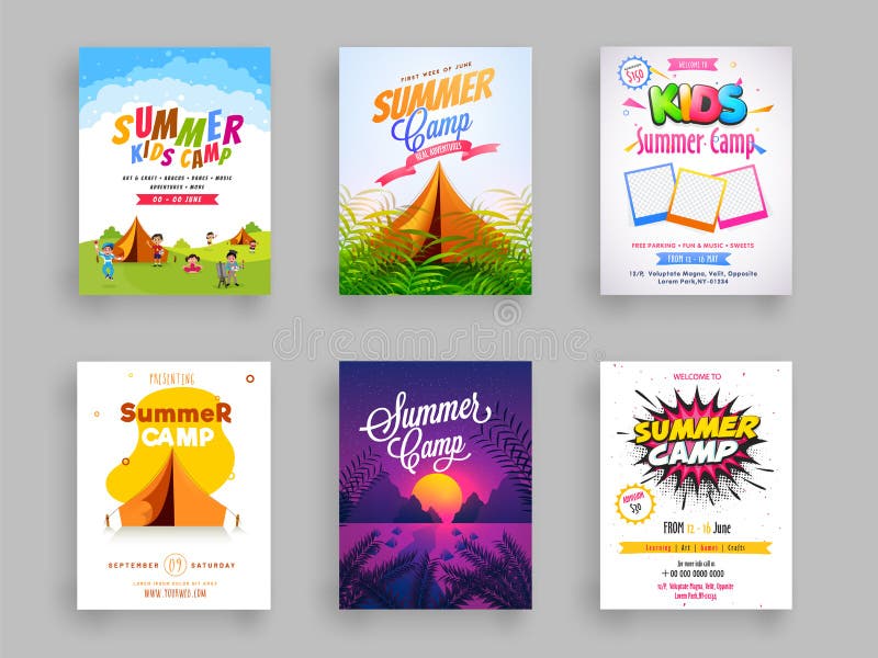 wallpapers Background Summer Camp Flyer set of summer camp flyer or template