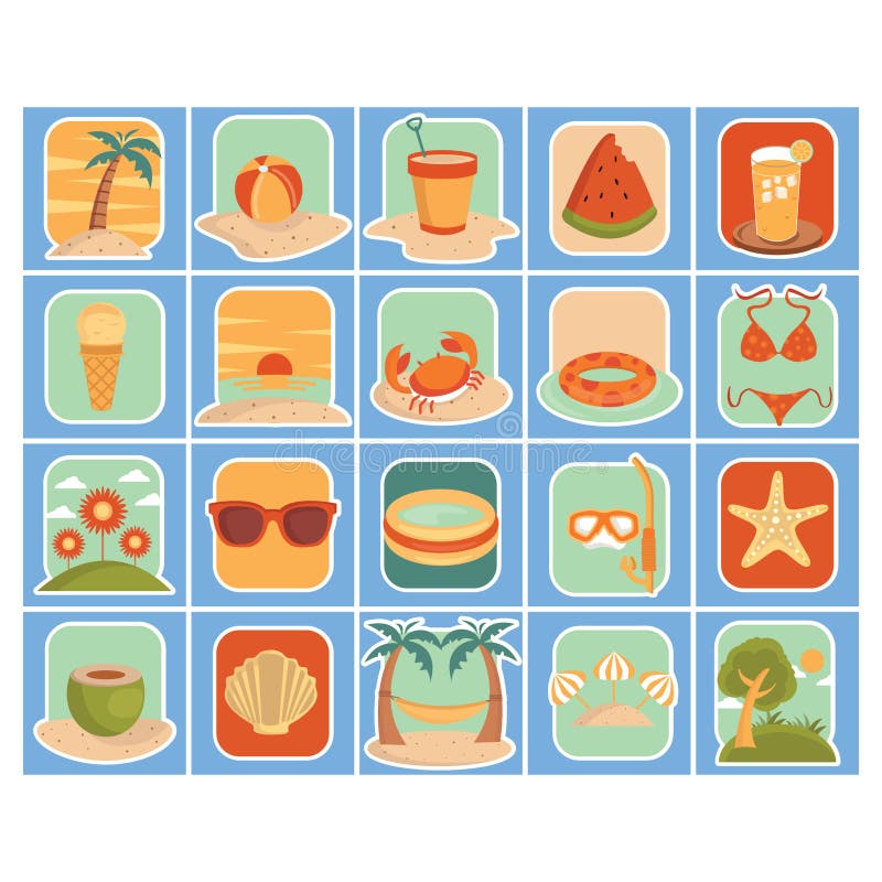 Set of Summer Icons. Vector Illustration Decorative Design Stock Vector ...