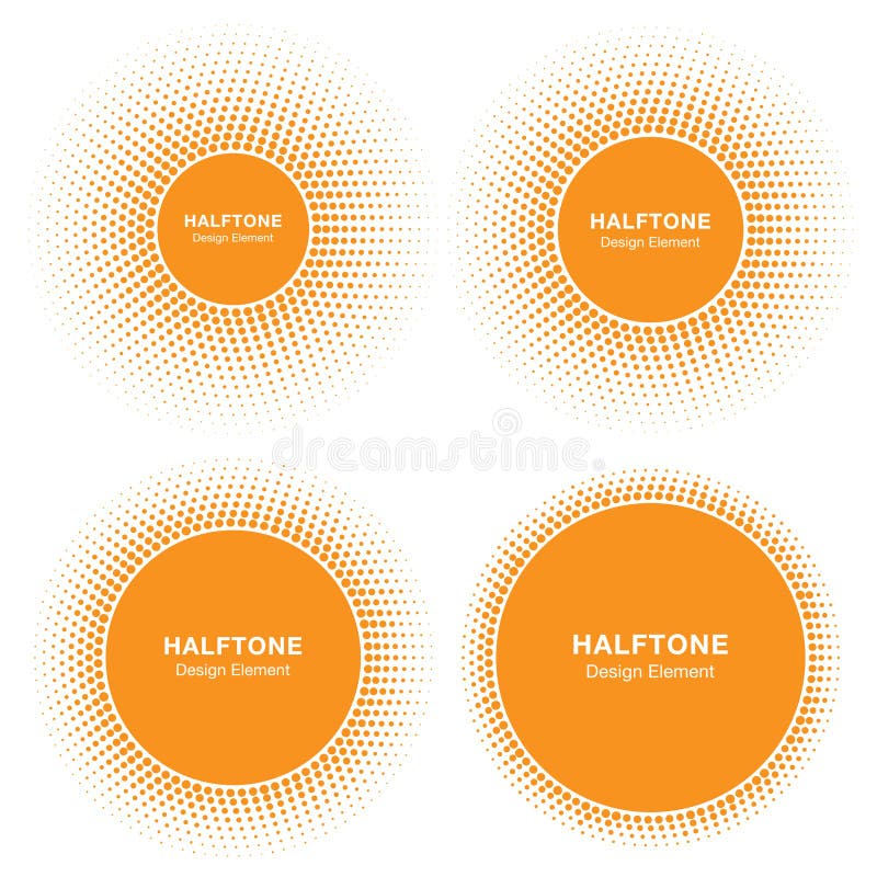 Set of Sun Circle Halftone Logo Design Elements. Sun vector icon.