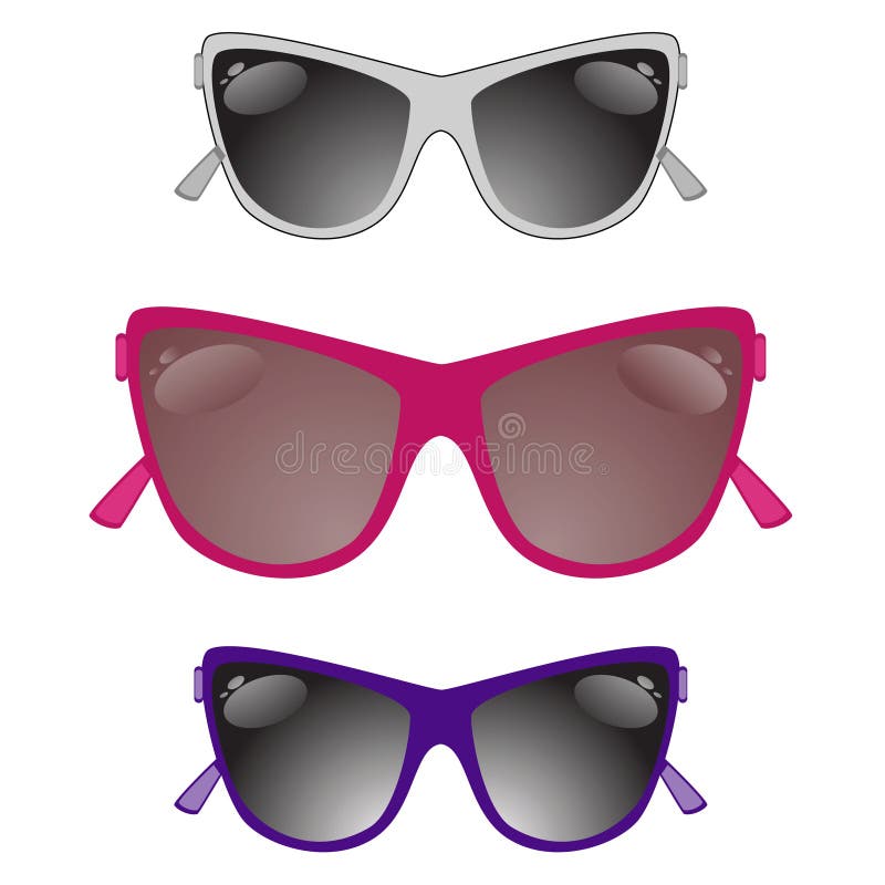 Set of sun glasses on a white background