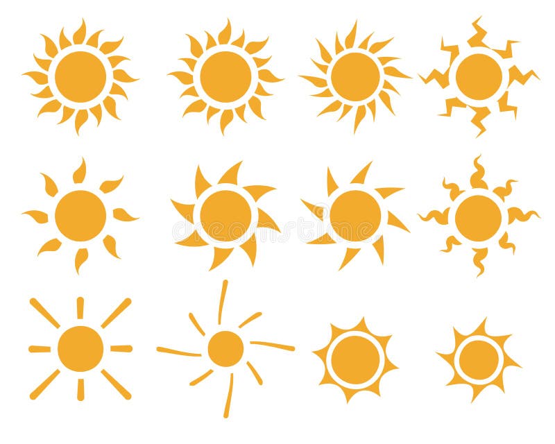 Set of Sun Icons in Many Style Stock Vector Illustration of abstract
