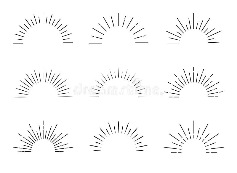 Set of Sun Rays Starburst Background. Sunburst Icons Set for Summer