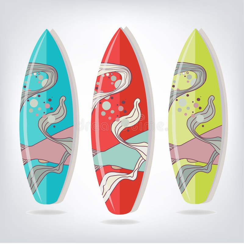 Set of Surfboards with Fish Stock Vector Illustration of surfing