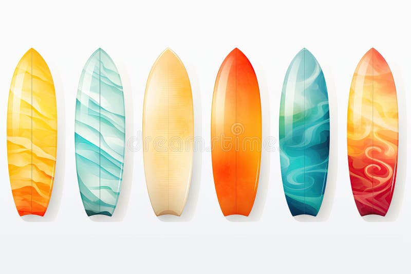 Set of Surfboards Isolated on White Background. Generative Ai Stock