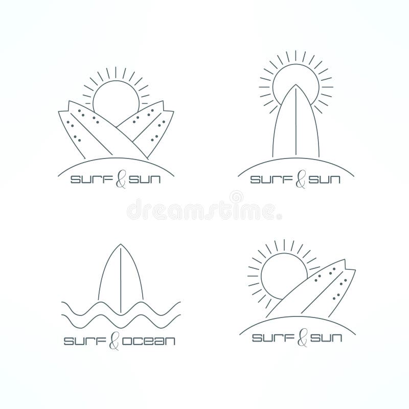 Surfing Thin Line Icon, Summer Water Sport Concept, Surfer and Waves
