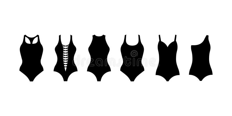 A Set of Swimsuits.Collection of Swimwear. Silhouettes of Women S ...