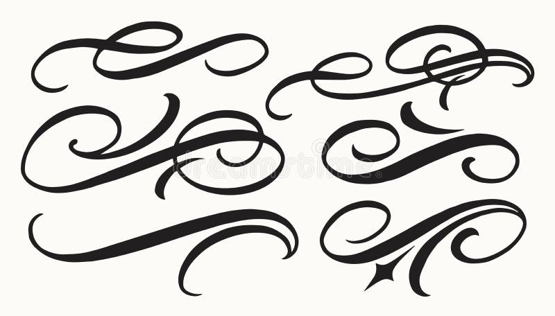 Swashes And Swooshes Curly Swirl Elements Retro Typography Underline Design  Template Font Lettering Accent Vector Vintage Logo Set Stock Illustration -  Download Image Now - iStock
